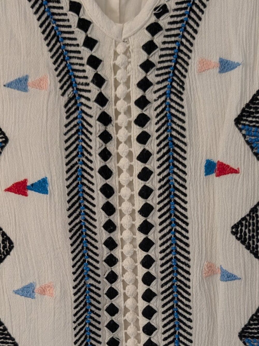 Rapsodia White Mini Dress Lined Embroidered Beaded Large Boho Festival Artisan - Picture 7 of 10